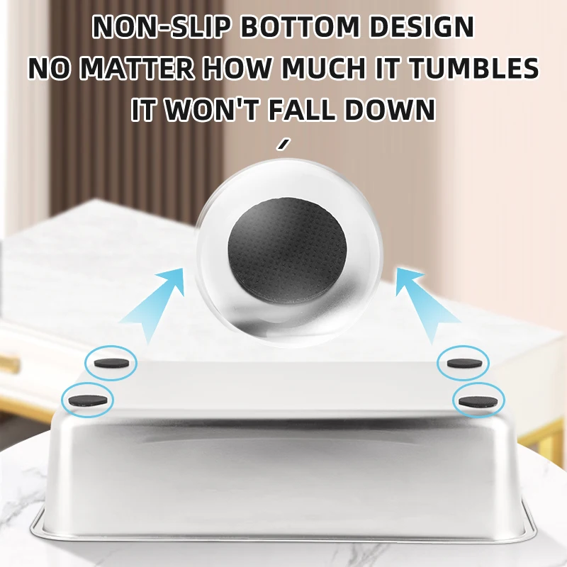 Stainless Steel Xl Litter Box Stainless Steel Cat Litter Box with Anti-slip Rubber for Manual Cleaning