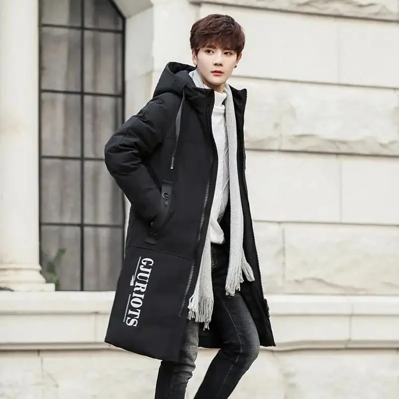 Men's Hooded Winter Coat Warm Puffer Jacket Thicken Cotton Coat with Removable Hood