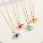 Crystal Pendant Amazon Creative Design Colorful Glass Crystal Evil Eyes Pendant Necklace Eyes Shaped Transparent Necklace