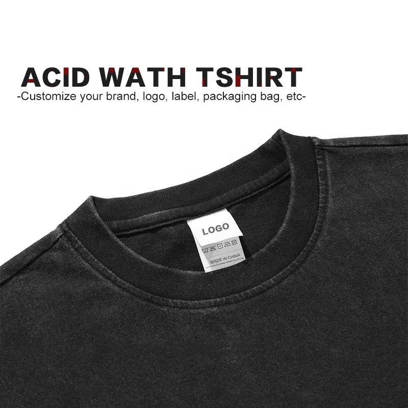Wholesale 100% Cotton Blank T-shirts Custom Graphic Printing Men Acid Wash T shirt