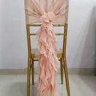 Sashes For Chair Curly Willow Ruffles Chiffon Chair Sash Slip Back Cover For Bridal Wedding