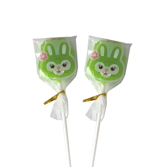 High Quality Cartoon Rabbit Shape Lollipops Hard Lollipop Sweet Fruit Lollipop candy