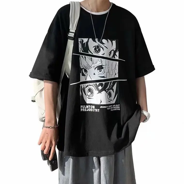 2022 Summer Oversized T-shirt Men Fashion Harajuku Vintage Anime Print  Short Sleeve Cotton Korean Streetwear Tee Shirt Men Tops - Buy Oversized T- shirt,T-shirt Men,Anime Shirt Product on 