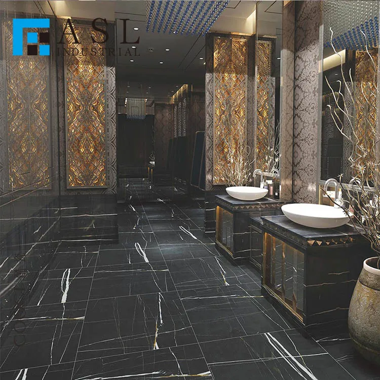 Custom natural pure black marble with gold line iran black marble vein of gold veins tunisa black gold stlaurent marble tiles