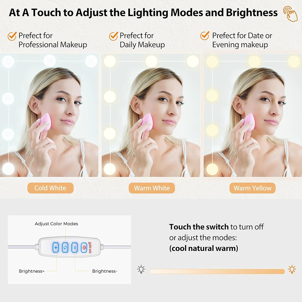 Small Modern 35.4\" Vanity Table Set Lighted Mirror Power Outlet 5 Drawers Shelves 3 Lighting Colors Makeup Vanity Desk Glass supplier