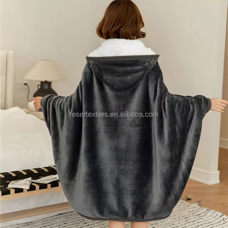 Wholesale Velvet Bath Blanket European Style Absorbent Anti-Pilling Eco-Friendly Customizable Shawl Cape Wrap Wearable Blanket