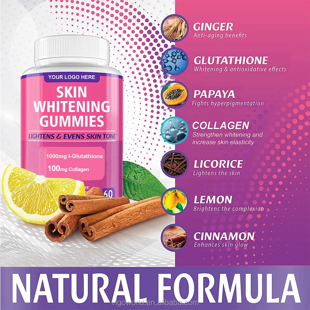 Advanced Healthy Gsh Skin Whitening L Glutathione Gummies With Collagen