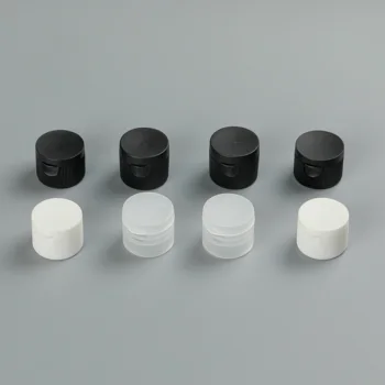 High Quality 28mm Plastic White PP Colorful Transparent Flip Top Cap For Cosmetic Bottles