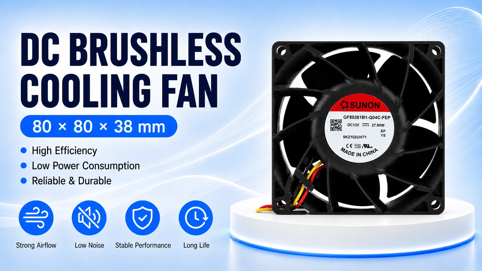 Axial Inverter Cooling Fan, 12V, 27.60W, EC24V, 48V - detail 4