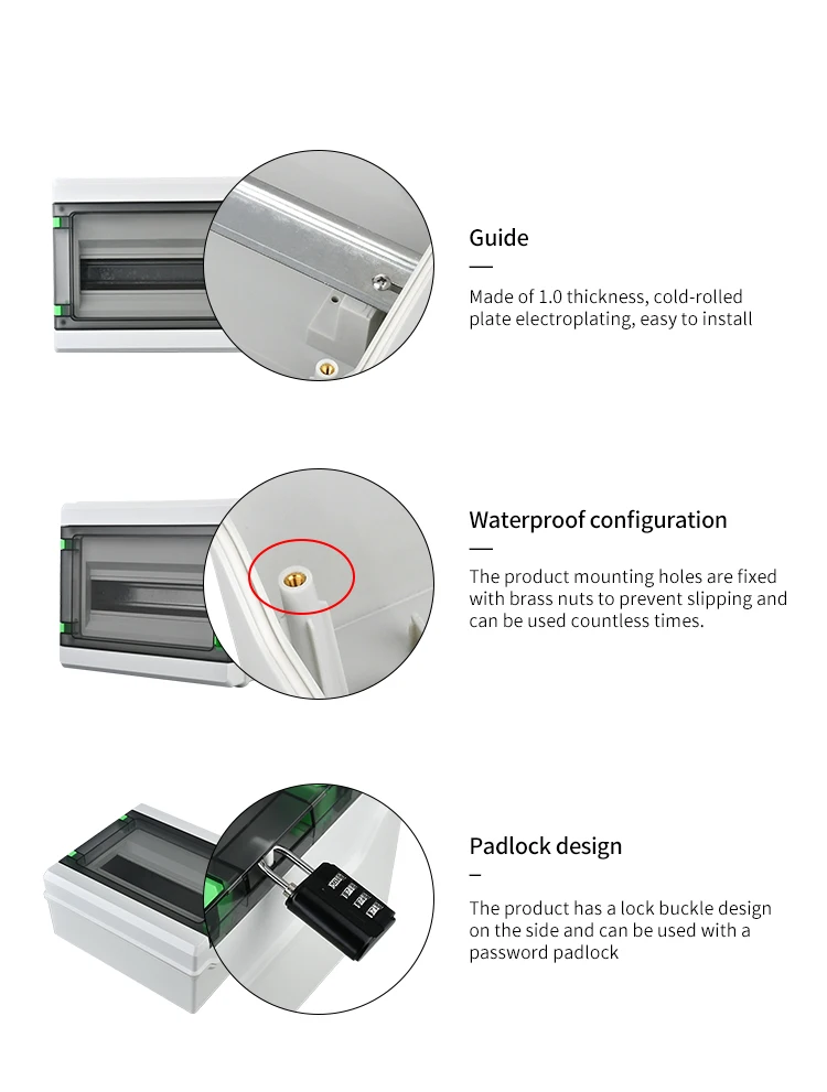 Tulabu Outdoor IP65 Waterproof Plastic Distribution Box Ha Series 5-9-12-18way Surface Mount Photovoltaic Bus Shell 63A Power