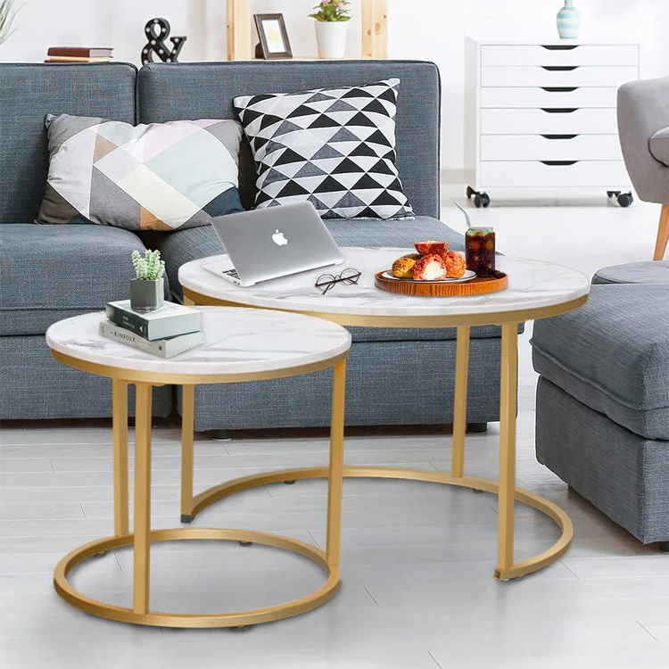 Round Side Tea Table Nightstand Coffee End Table for Living Room