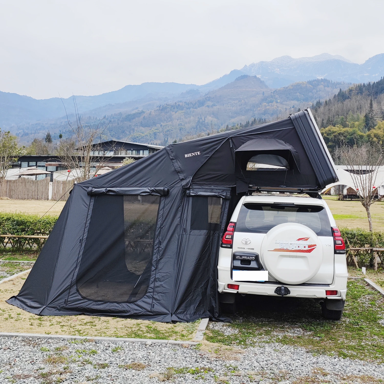 3-4 Person 1.9M Width Hard Shell Roof Top Tent with 320G Polyester for Outdoor Camping