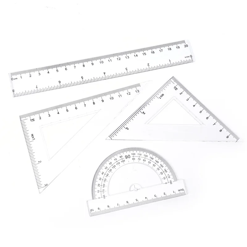 Custom Logo Wholesale 15cm 20cm 30cm Clear Plastic Flexible Ruler Set for School Stationery Supplies Kids 3PCS 4PCS Soft Ruler