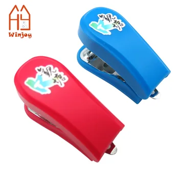 Custom UV printing CMYK full color logo on plastic mini/small stapler for kid, 24/6 model stapler