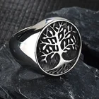 Rings Ring Fashion Tree Embossment Rhodium Plated Stainless Steel Rings For Men Jewelry