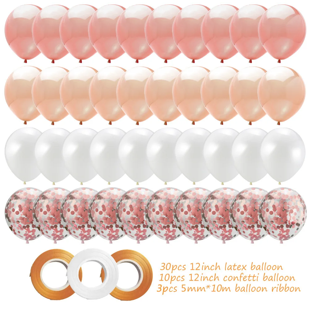 Hot selling 40 pcs rose gold confetti sequin transparent balloon sets for wedding birthday party decoration