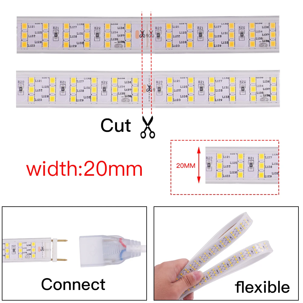 2835 wifi double row 4 row mini two color ip68 smd 5050 lowes RGB Color Change Tape IP67 Rope led strip light