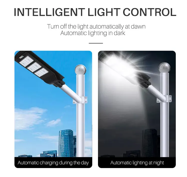 150W Integrated Solar Street Light with LED Technology 100% Solar Energy Powered Cool White CCT ABS Lamp Body