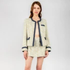 Elegant Jacket 2021 New Design Women Elegant Long Sleeve Knitted Tweed Suit Jacket For Office Lady