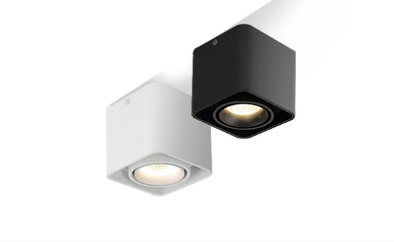 Square surface mounted downlight led single-head double-head spotlight without main light adjustable without perforation