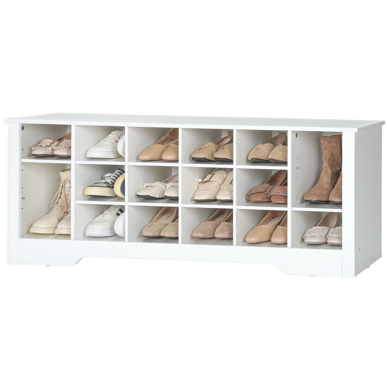 Wholesale White Wooden Hallway Entryway Shoes Storage Bench Large Shoe Cabinet With 18 Cubbies Seat Shoe Organizer Bench Long