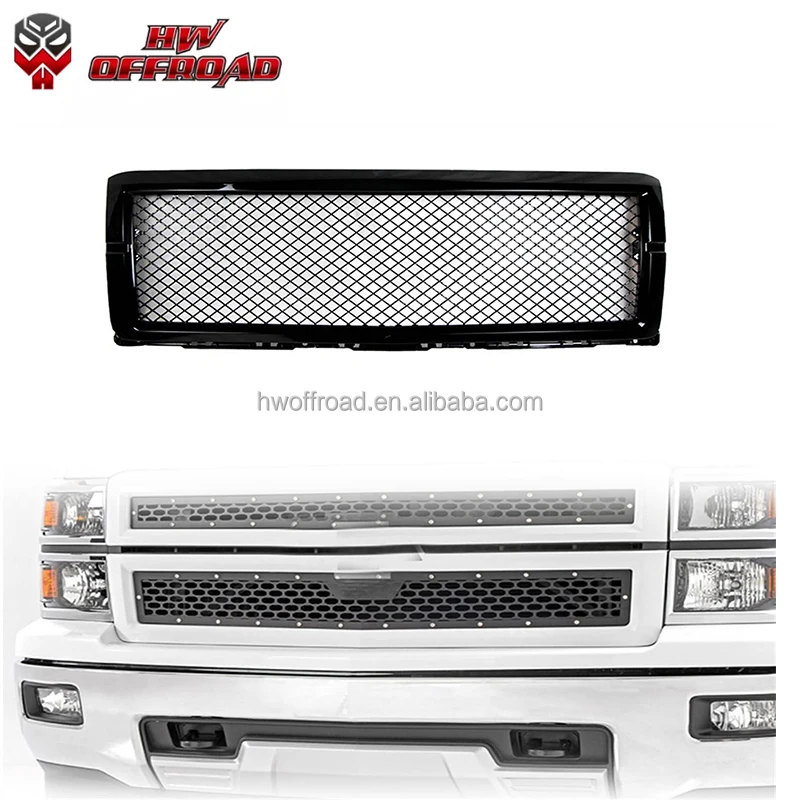 Hw X Offroad Black Front Bumper Grille Mesh Grill For Silverado