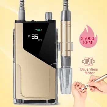 Nail equipments cordless 35000 rpm electric nail drill machine for portable rechargeable nail drill