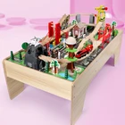 Toys Train Toy Train 100 Pieces Wooden Puzzle DIY Building Block Toys Large Beech Train Track Set Toy