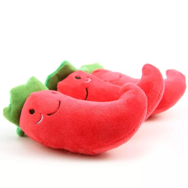 Amaz Best Seller Cotton Stuffed Soft Plush Chilli Dog Toy Bite Resistant Teeth Cleaning Durable Chewing Squeaky Pet Toy