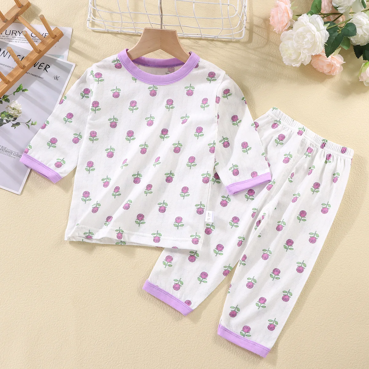 Kid Cute Clothes Casual Long Sleeve Children Baby Kids 100% Cotton Pajamas Girls Boys Sleepwear Pjs 2 Pieces Set
