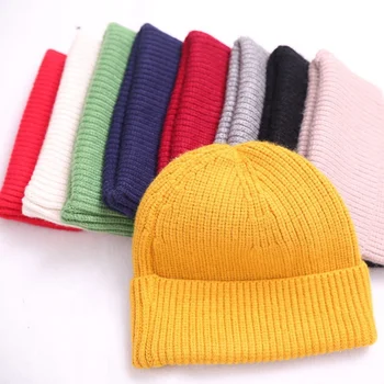Fashion Plain Winter Hat 100% Wool Knit Beanies With Custom Embroidery For Adult Kids