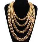 Jewelry SKA Women Jewelry Cuban Link Chain Punk Plate 18k Gold Plated Copper Necklace Men Chain Copper Necklace