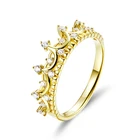 Ring Silver 925 14k Gold Ring Crown Design Zirconia Shiny Exquisite Sterling Silver 925 Ring For Girls