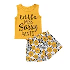 Summer Clothes New Arrival Toddler Girls Summer Clothes Letter Vest Flower Shorts Suit For 2-5 Years
