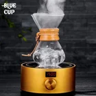 Coffee Bamboo 400ml 600ml 900ml Glass Coffee Pour Over Maker Pour-over Coffee Maker Tea Pot Set With Permanent Filter