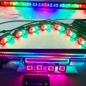 New Chasing Led Rock Light Music App Control RGB Led Light Bar Double Single Row Off Road Light