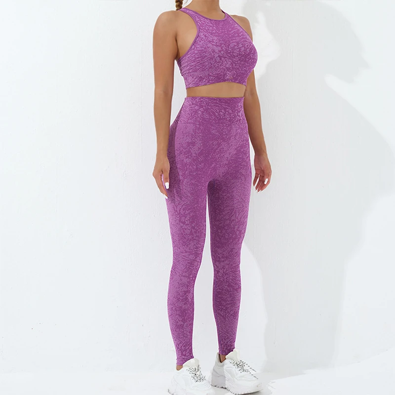 Wholesale Hot Style New Design  Print Women Gym Fitness Sportswear Bra And Pants Running Suit Seamless Sport  Leggings Yoga Sets