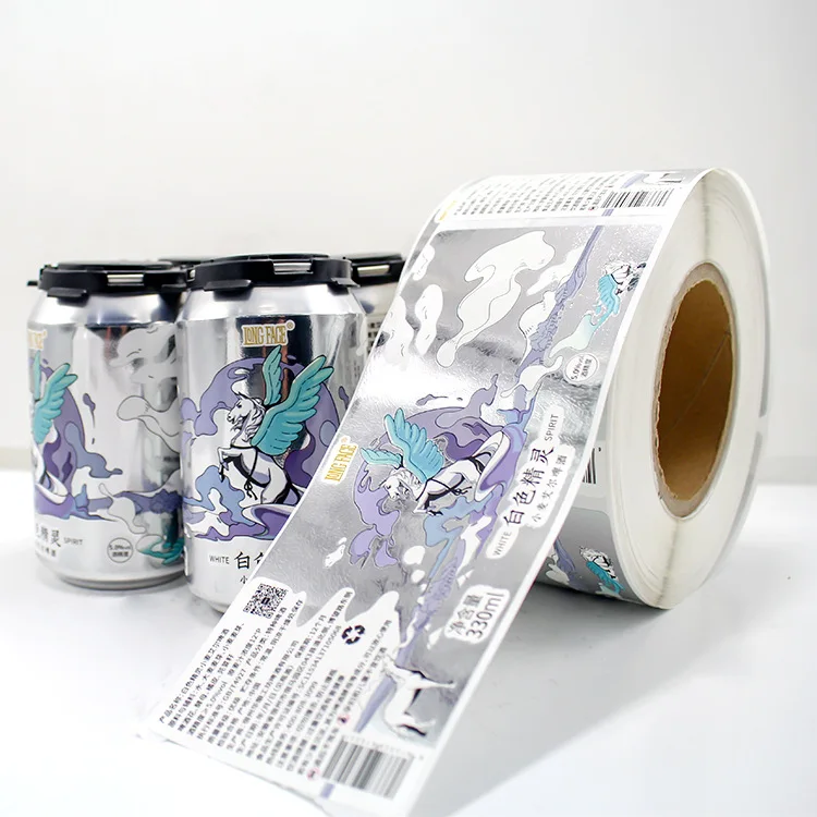 Custom beer label roll self-adhesive cold ironing laser 330ml  bottle sticker, special printing of canned beer packaging