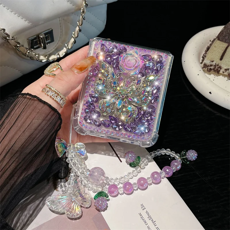 For Samsung Z Flip 5 Case Diamond Glitter Bling Butterfly Phone Case For Samsung Z Flip 4 3 Shell Cases