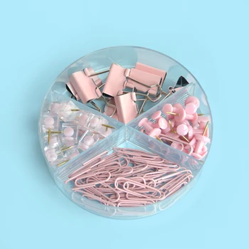HUIRONG Factory Wholesale Hot Sell Desktop Stationery Binder Clips Push Pins Cube Push Pins Paper Clips  Stationery Set