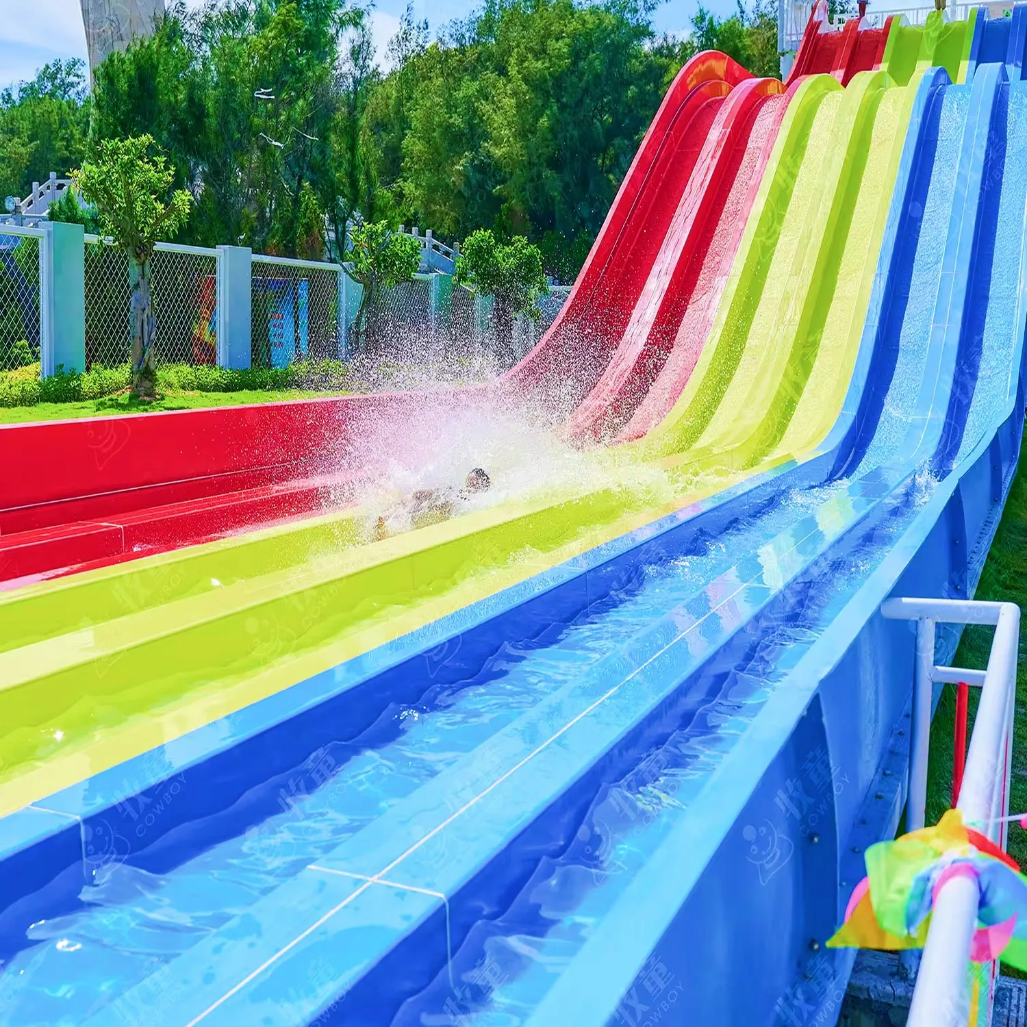 Commercial Use Fiberglass Water Park Slide with 12 Months Warranty and 100-500kg Max Capacity