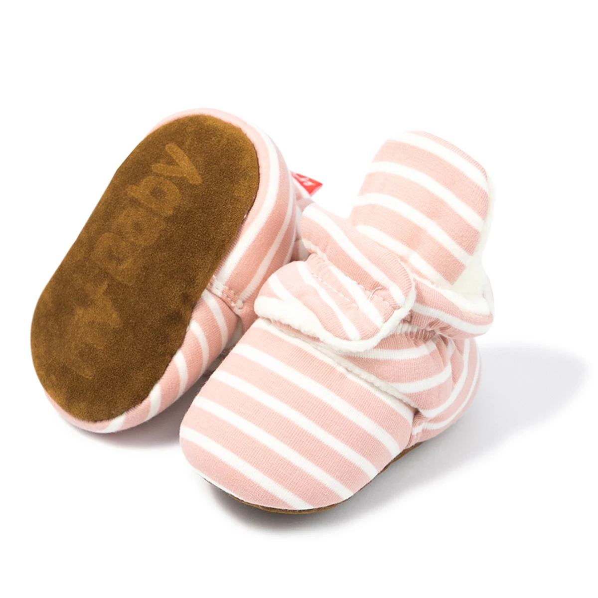 Whole Cotton Fabric Striped Print Infant Indoor Boy Girl Sock Shoes Booties Crib Baby Socks