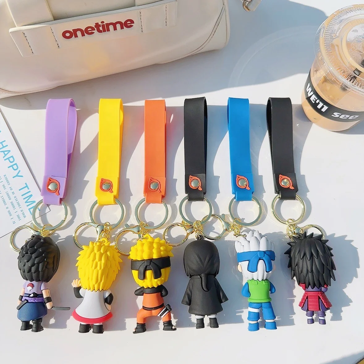 Wholesale 3D Figures Keychains Japanese Anime Character Cute Keychain Soft PVC Rubber Key Chain Plastic key chains