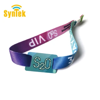 Wholesale Professional RFID/NFC Woven Wristband/Bracelet with QR Code F08 Chip 13.56MHz Waterproof for Access Control