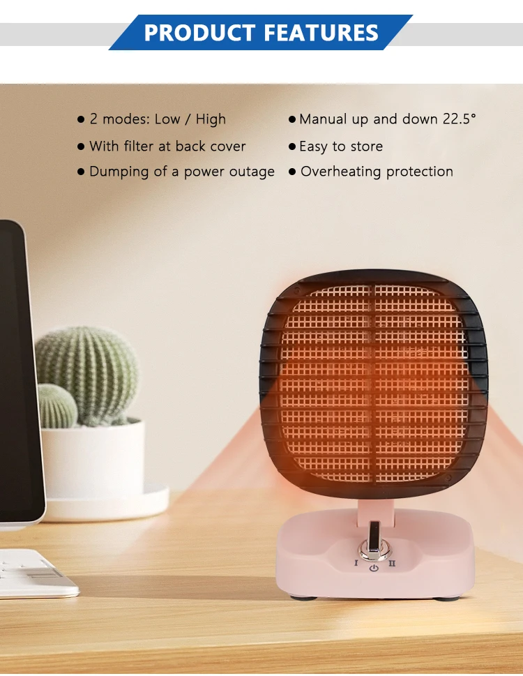 Ceramic Personal Space Heater, 400w/600w, PTC, Portable - detail 8