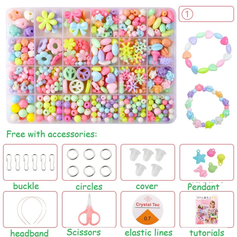 Wholesale DIY Acrylic Creative Beads Educational Bracelet decorative charms accessories kit for jewelry making