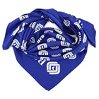 Scarf Luxury Fashion Custom Pattern Screen Printed Women Bank Staff Blue Square Polyester Scarf With Logo