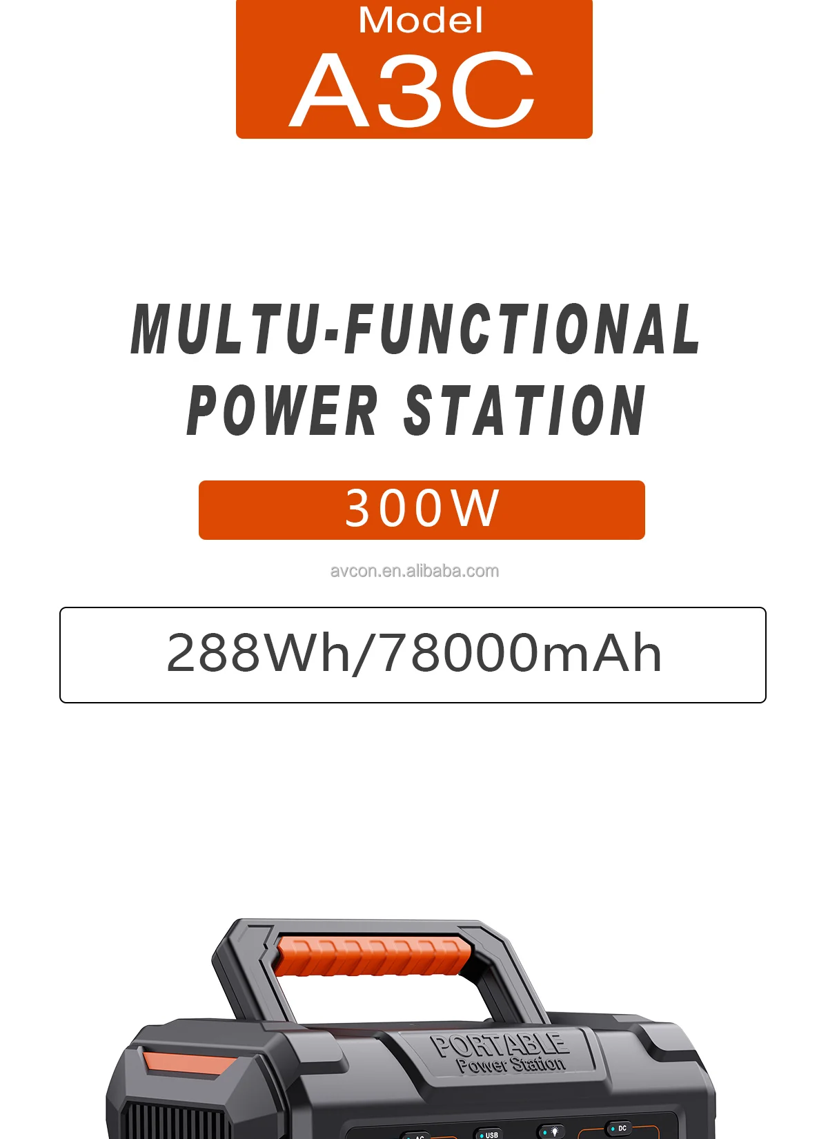 Avcon 300W Portable Solar Power Station LFP Battery 48v 200ah Outlet MPPT Controller for Car Use 220v Solar External Battery details