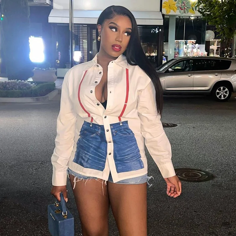 Fall Women Clothing 2022 New Design Long Sleeve Printed Turn-down Collar  Button White Blouse Casual Shirt Ladies - Buy High Quality Patchwork Cotton Designer  Blouse Women Long Sleeve Turn-down Collar Casual Shirt