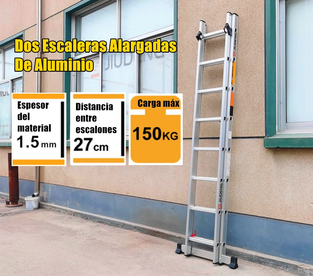 Escalera Telescopic Combinada De Aluminio De 2x6 A 2x20 Escalones Y 2